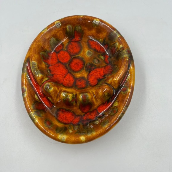 Vintage Splatter Painted Handmade Glazed Ceramic Ash Tray Cottage Core Boho MCM - Picture 9 of 11